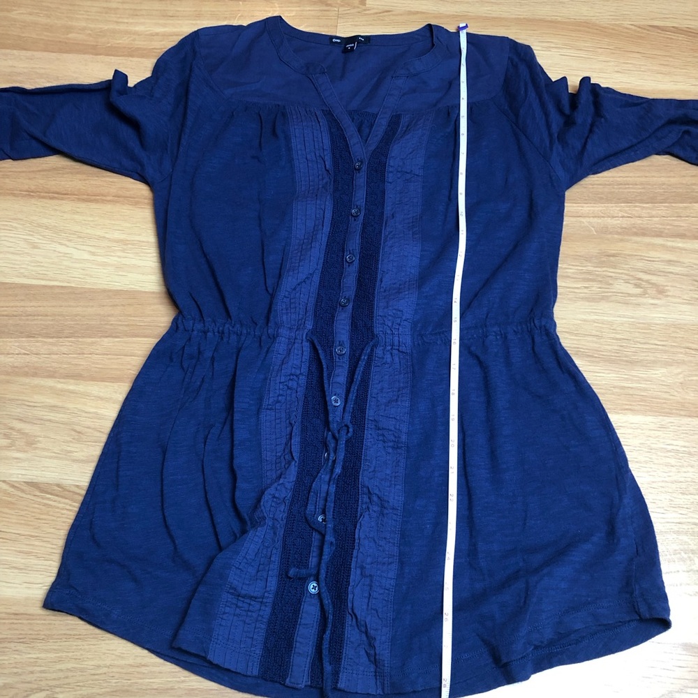 GAP Navy tunic shirt blouse button long sleeve S - Picture 10 of 13